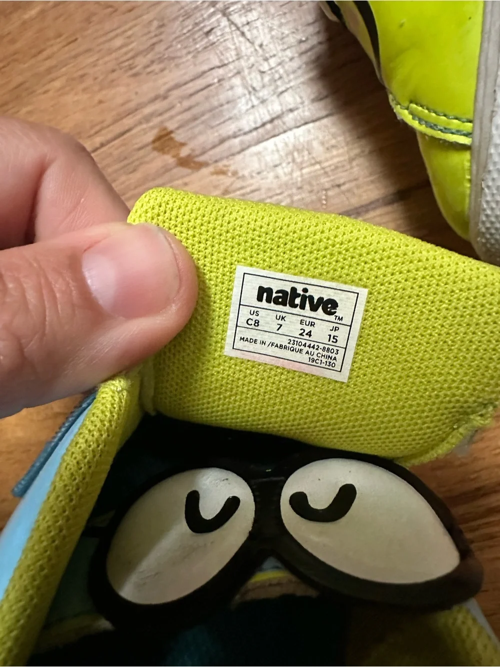 Native Kids Smiley Face Velcro Sneakers - Lime Green & Light Blue - Picture 4 of 8